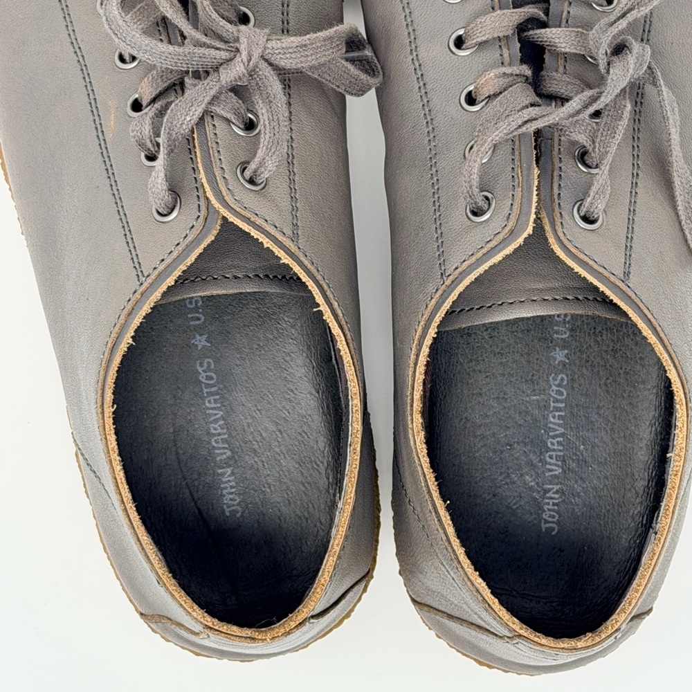 John Varvatos Gray Leather Sneakers - Picture 5 of 6